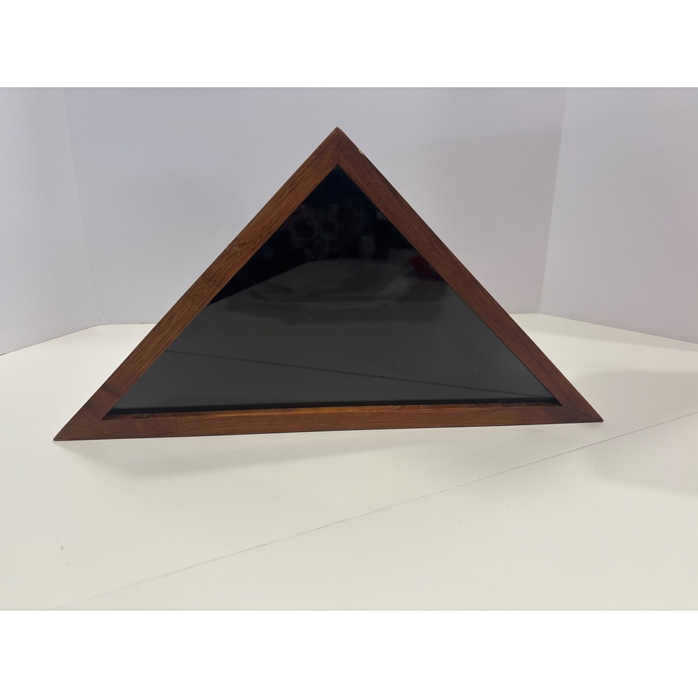 Green Tree Gallery Wood Triangle Flag Display Case Brown Gold Stars